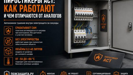 Пиростикеры АСТ, как работают и чем отличаются от аналогов Пиростикер АСТ внутри электрощита, автономное устройство пожаротушения